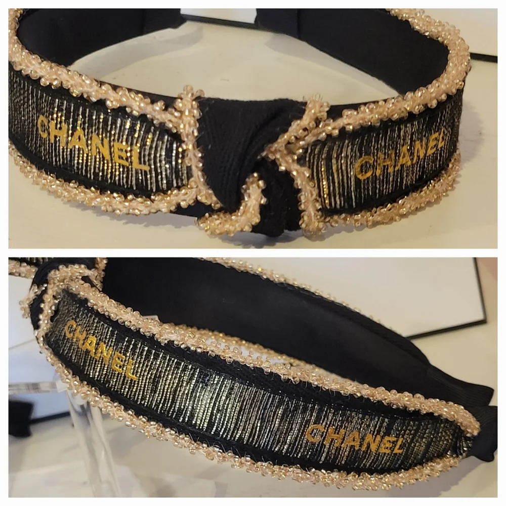 Chanel Holiday Gold/Black Shimmer Ribbon,unbranded headband - Picture 2 of 6